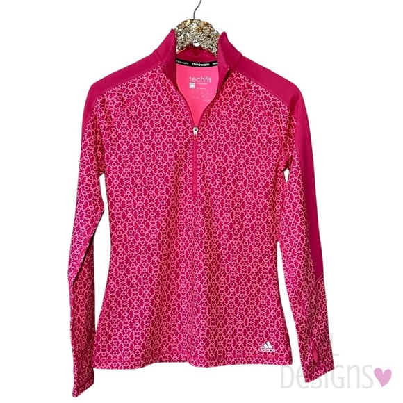 Adidas TeckFit Jacket Pink Climawarm Half Zip Pullover Women's - Picture 1 of 7